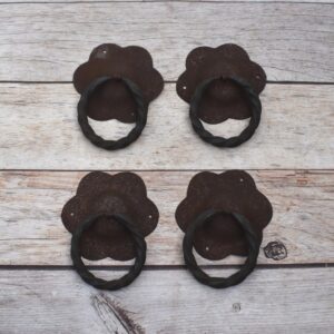 Set of 4 Hand-Forged Style Twisted Ring Pulls for Cabinets, Drawers & Doors