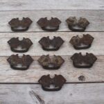 Set of 10 Antique Style Iron Batwing Drop Bail Drawer Pulls