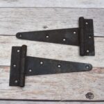 Pair of Antique Style Black Cast Iron T-Hinges