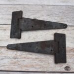 Pair of Antique Style Black Cast Iron T-Hinges