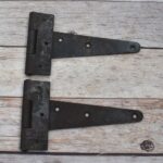 Pair of Antique Style Black Cast Iron T-Hinges