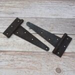 Pair of Antique Style Black Cast Iron T-Hinges