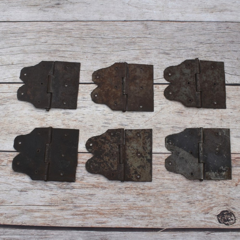 Set of 6 Antique Vintage Decorative Cabinet Hinges – Scalloped Butterfly Leaf Iron Hinges – Rustic Farmhouse Cupboard Hardware (3) Set of 6 Antique Vintage Decorative Cabinet Hinges – Scalloped Butterfly Leaf Iron Hinges – Rustic Farmhouse Cupboard Hardware