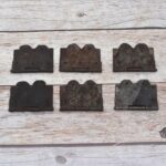 Set of 6 Antique Vintage Decorative Cabinet Hinges – Scalloped Butterfly Leaf Iron Hinges – Rustic Farmhouse Cupboard Hardware