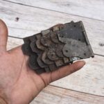 Set of 6 Antique Vintage Decorative Cabinet Hinges – Scalloped Butterfly Leaf Iron Hinges – Rustic Farmhouse Cupboard Hardware